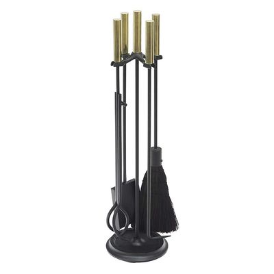 Minuteman International Bedford Fireplace Tool Set, Polished Brass and Black