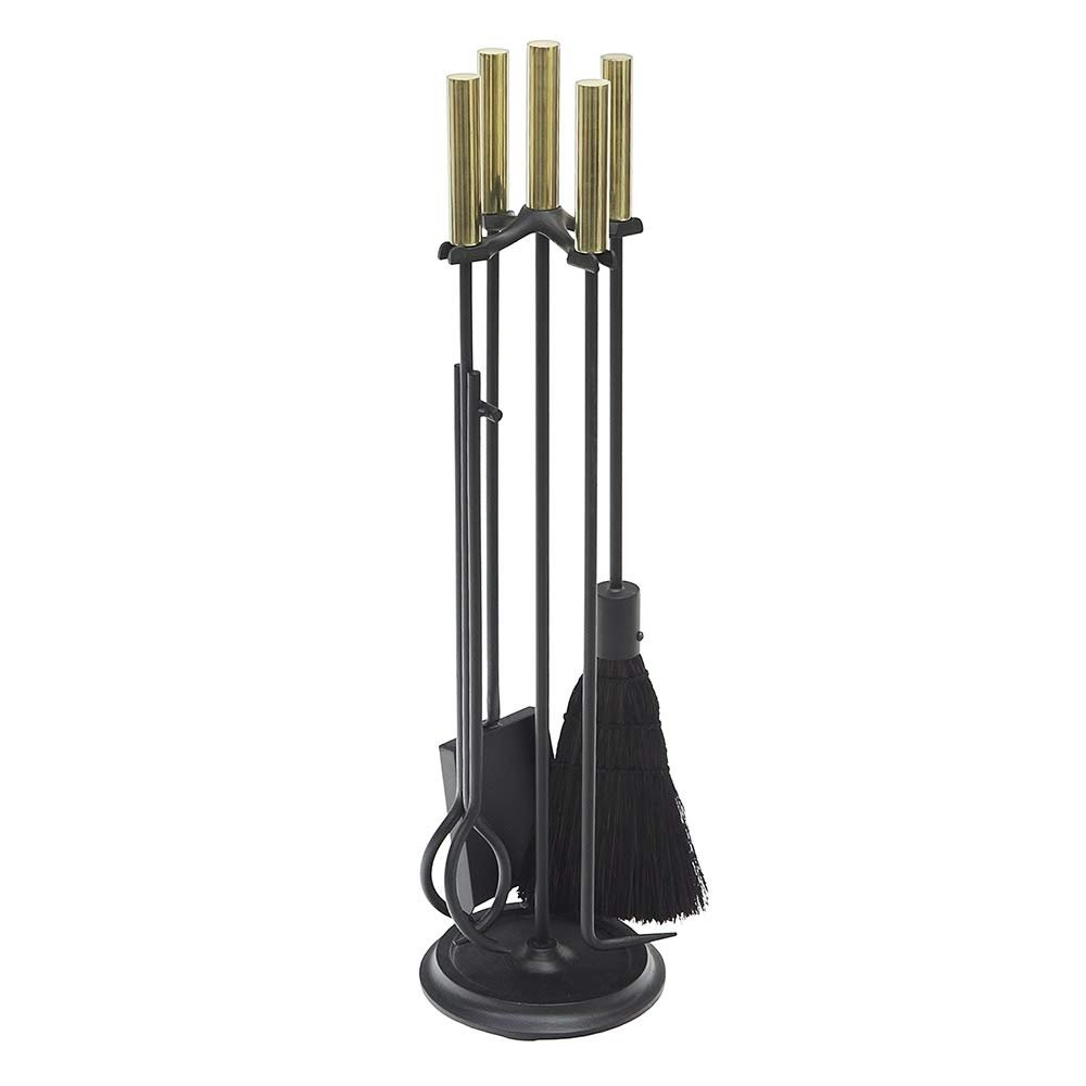 Minuteman International Bedford Fireplace Tool Set, Polished Brass and Black