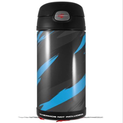 Skin Decal Wrap for Thermos Funtainer 16oz Bottle Jagged Camo Neon Blue (BOTTLE NOT INCLUDED) by WraptorSkinz