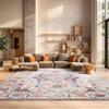 SAFAVIEH Area Rug 8x10 - Madison Collection - Large - Purple Pink Fuchsia & Ivory, Boho Chic Distressed Design, Non-Shedding & Easy Cleaning, Ideal for Living Room, Bedroom, Dining Space (MAD603R) view 1