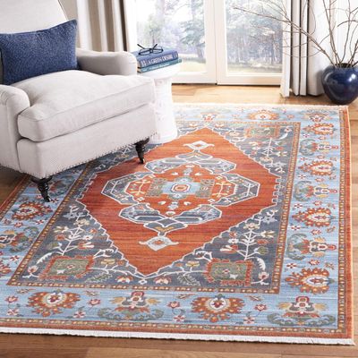 SAFAVIEH Persian Collection Accent Rug - 3' x 5', Rust & Blue, Distressed Design, Non-Shedding & Easy Care, Ideal for High Traffic Areas in Entryway, Living Room, Bedroom (VTP482P)