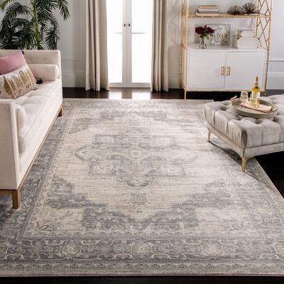 SAFAVIEH Area Rug 9x12 - Brentwood Collection - Large - Cream & Grey, Medallion Distressed Design, Non-Shedding & Easy to Clean, Ideal for Living Room, Bedroom, Dining Space (BNT865B)