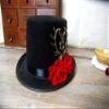 Retro Gothic Mini Top Hat Victorian Steampunk Lolita Fedoras Hairclip Deer Rose Decorate (B) view 2
