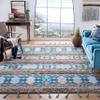 SAFAVIEH Saffron Collection 8' x 10' Blue / Taupe SFN107M Handmade Moroccan Boho Tassel Wool Area Rug view 1