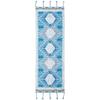 SAFAVIEH Saffron Collection 2'3" x 8' Turquoise / Blue SFN103K Handmade Moroccan Boho Tassel Wool Runner Rug view 3