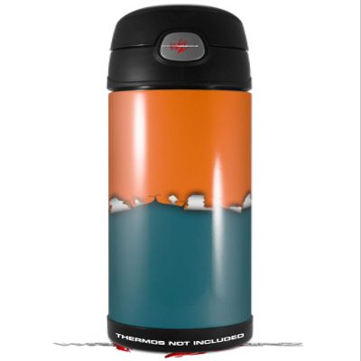 Skin Decal Wrap for Thermos Funtainer 16oz Bottle Ripped Colors Orange Seafoam Green (BOTTLE NOT INCLUDED) by WraptorSkinz