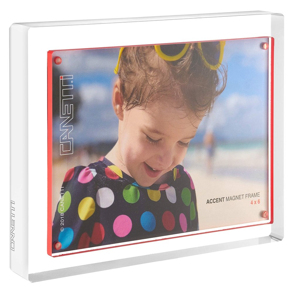 Canetti ORIGINAL MAGNET FRAME ACCENT COLOR RED ACRYLIC LUCITE FRAME HOLDS 4 x 6 PICTURE