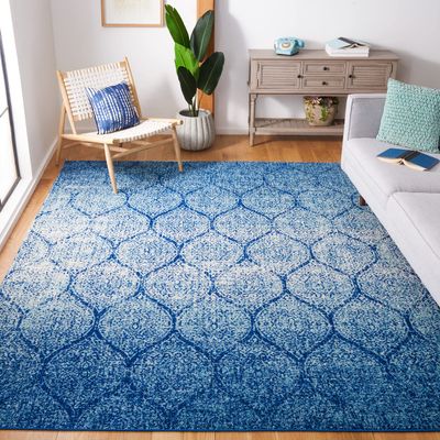 SAFAVIEH Area Rug 8x10 - Madison Collection - Large - Navy & Blue, Glam Ogee Trellis Distressed Design, Non-Shedding & Easy Cleaning, Ideal for Living Room, Bedroom, Office, Dining Space (MAD604N)