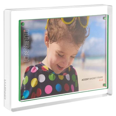 Canetti ORIGINAL MAGNET FRAME ACCENT COLOR ACRYLIC LUCITE FRAME GREEN HOLDS 4 x 6 PICTURE