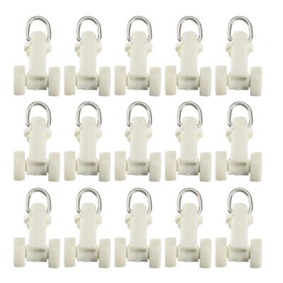 uxcell Curtain Track Plastic Twin Wheeled Carriers Drapery Rail Sliding Glider for Window Shower Curtain Tracks 10mm Dia 50 Pcs