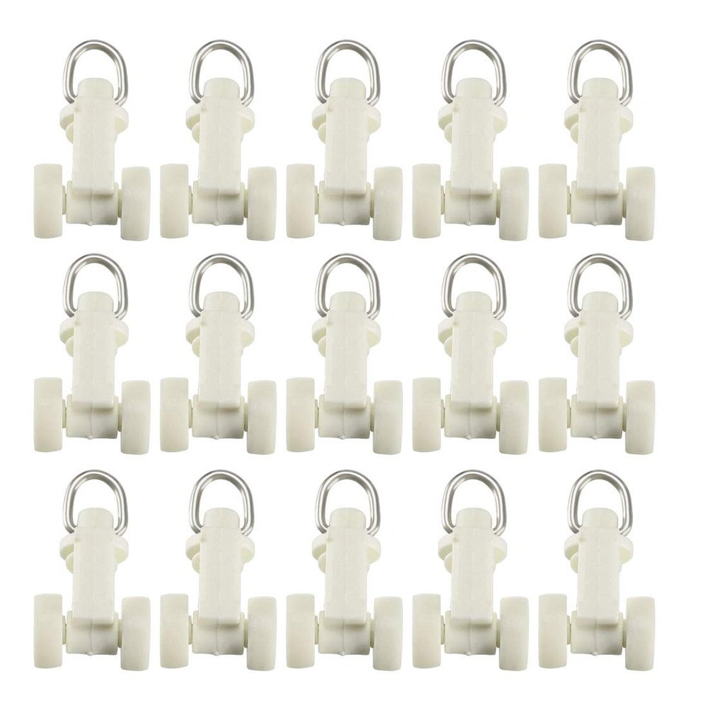 uxcell Curtain Track Plastic Twin Wheeled Carriers Drapery Rail Sliding Glider for Window Shower Curtain Tracks 10mm Dia 50 Pcs