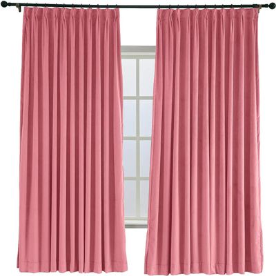 TWOPAGES 52 W x 102 L Pinch Pleat Curtain Room Darkening Velvet Curtain Drapery Panel for Traverse Rod or Track, Living Room Bedroom Meetingroom Club Theater Patio Door (1 Panel), Rose