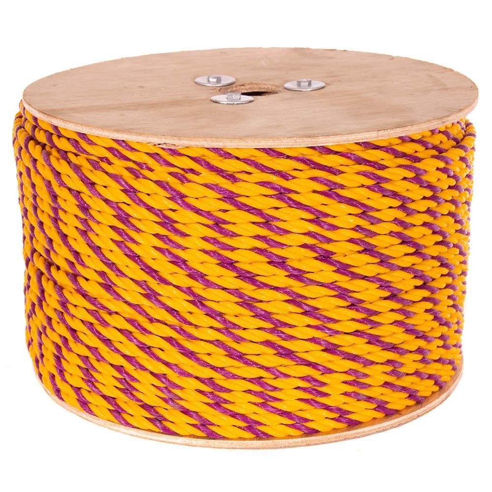 PARACORD PLANET Three Strand Twisted Polypropylene Rope Indoor and Outdoor Uses (5/16 Inch X 600 Feet, Yellow/Magenta)