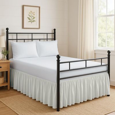 Ruffled Bed Skirt Split Corners with Platform, Tailored Fit Hotel Quality Wrinkle Free Ultra-Soft Microfiber Dust Ruffle, Upto 18 Inch Drop, Full XL, Ivory
