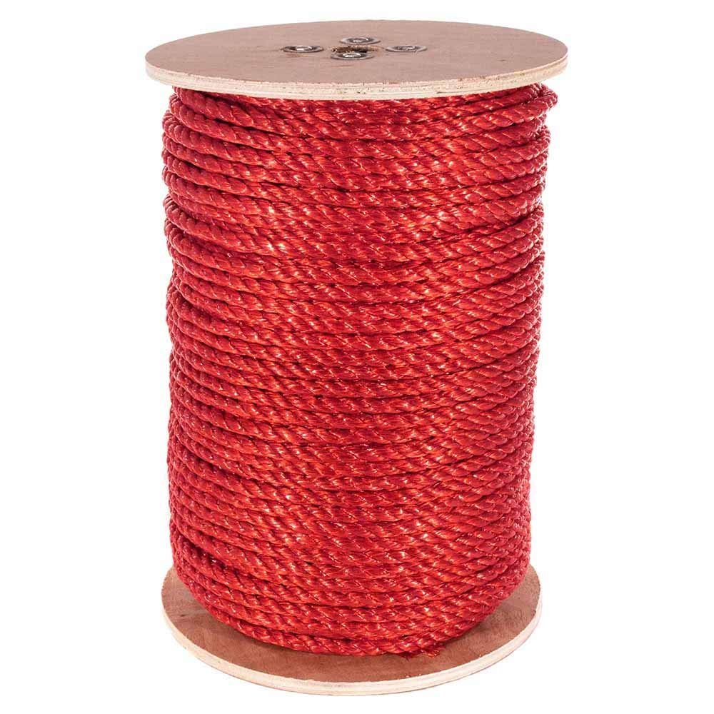PARACORD PLANET Three Strand Twisted Polypropylene Rope Indoor and Outdoor Uses (3/8 Inch X 250 Feet, Red)