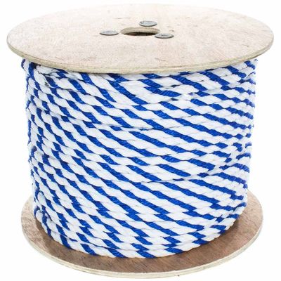 Paracord Planet Three Strand Twisted Polypropylene Rope Indoor and Outdoor Uses (3/4 Inch X 25 Feet, White/Blue)