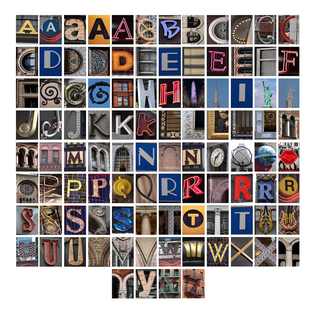 Fine Art pacakge with 100 Custom Alphabet Letters - New York City Collection in Color