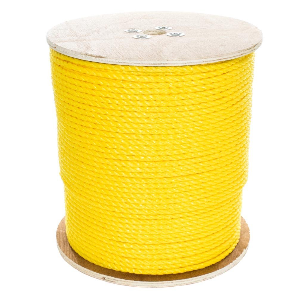 PARACORD PLANET Three Strand Twisted Polypropylene Rope Indoor and Outdoor Uses (3/8 Inch X 250 Feet, Yellow)
