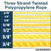 PARACORD PLANET Three Strand Twisted Polypropylene Rope Indoor and Outdoor Uses (3/8 Inch X 250 Feet, Yellow) view 2