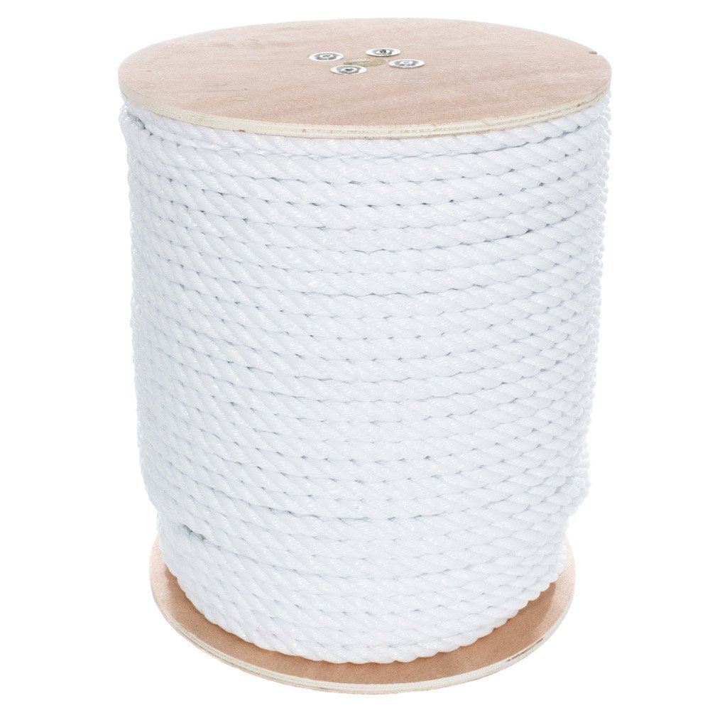 PARACORD PLANET Three Strand Twisted Polypropylene Rope Indoor and Outdoor Uses (5/8 Inch X 100 Feet, White)