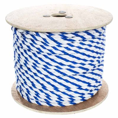 Paracord Planet Three Strand Twisted Polypropylene Rope Indoor and Outdoor Uses (1/2 Inch X 250 Feet, White/Blue)