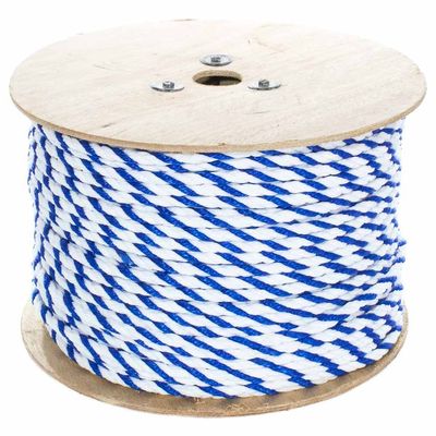 PARACORD PLANET Three Strand Twisted Polypropylene Rope Indoor and Outdoor Uses (3/8 Inch X 250 Feet, White/Blue)