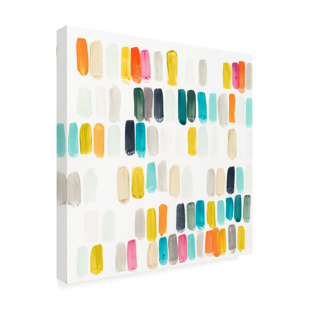 Wrapped Canvas Wall Art - June Erica Vess 'Bright Swatches I' Wall Art for Living Room, Bedroom, or Office Dcor - 18x18