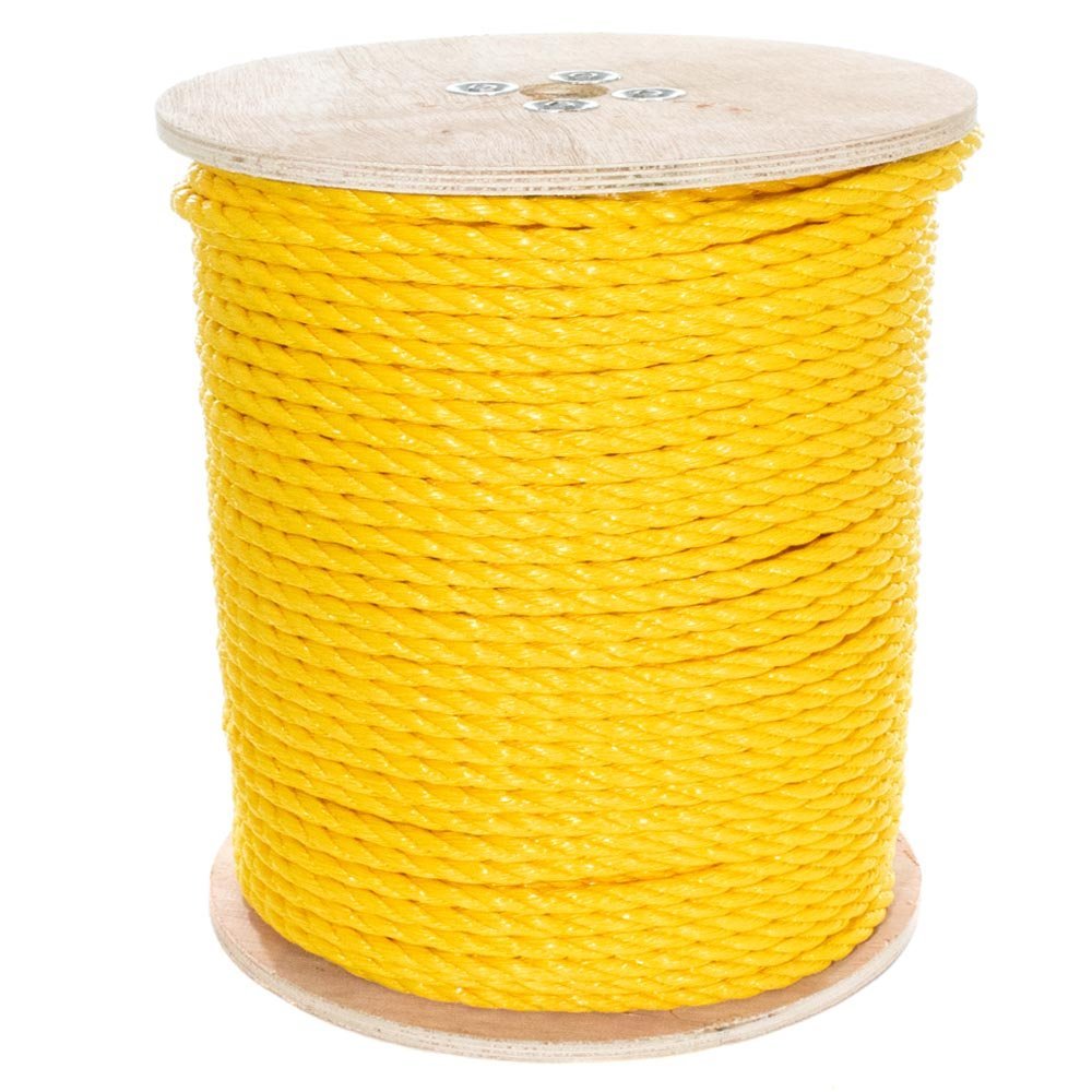 Paracord Planet Three Strand Twisted Polypropylene Rope  Indoor and Outdoor Uses (5/8 Inch X 600 Feet, Yellow)