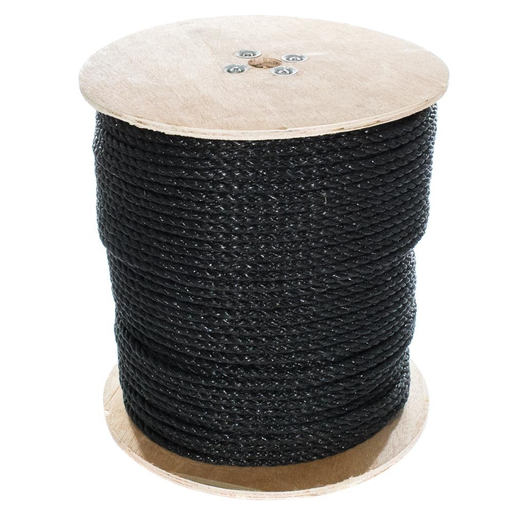 Paracord Planet Three Strand Twisted Polypropylene Rope Indoor and Outdoor Uses (1/2 Inch X 250 Feet, Black)