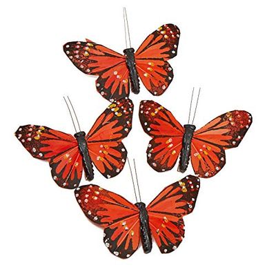 Factory Direct Craft Package of 4 Artificial Orange Monarch Butterflies