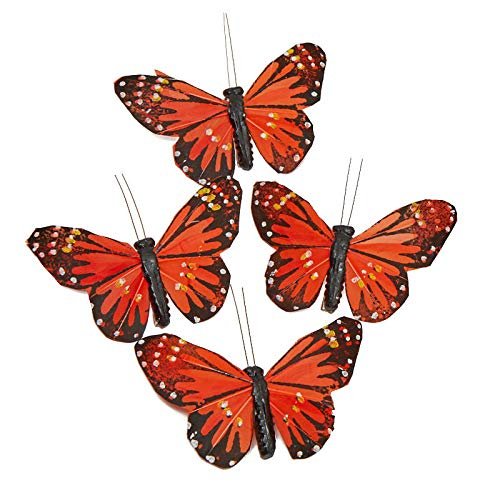 Factory Direct Craft Package of 4 Artificial Orange Monarch Butterflies