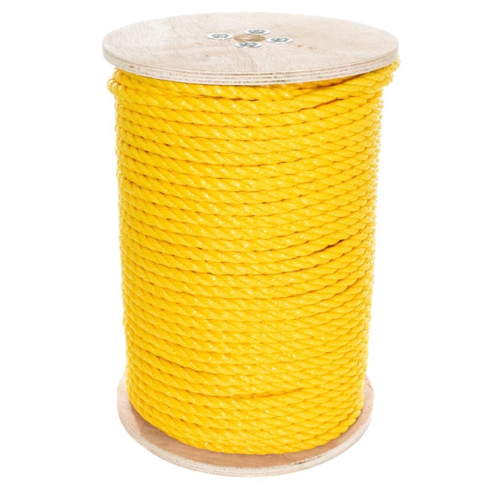 PARACORD PLANET Three Strand Twisted Polypropylene Rope Indoor and Outdoor Uses (1/2 Inch X 250 Feet, Yellow)