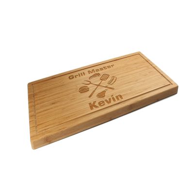 BambooMN Custom Laser Engraved Bamboo Cutting Board - Grill Master - 1 Piece - 24" x 17.25" x 1" (Grooved)