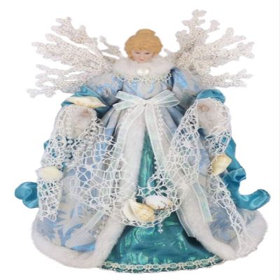 Windy Hill Collection 14" Inch Standing Aqua Angel Christmas Tree Topper or Table Top 148510