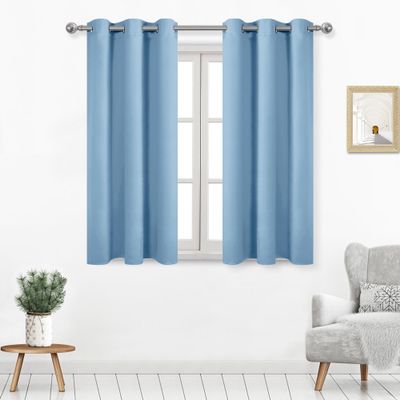 DWCN Light Blue Blackout Curtains for Living Room, Room Darkening Energy Saving Thermal Insulated Grommet Window Drapes for Bedroom, W42 x L45 Inches Long, 2 Panels