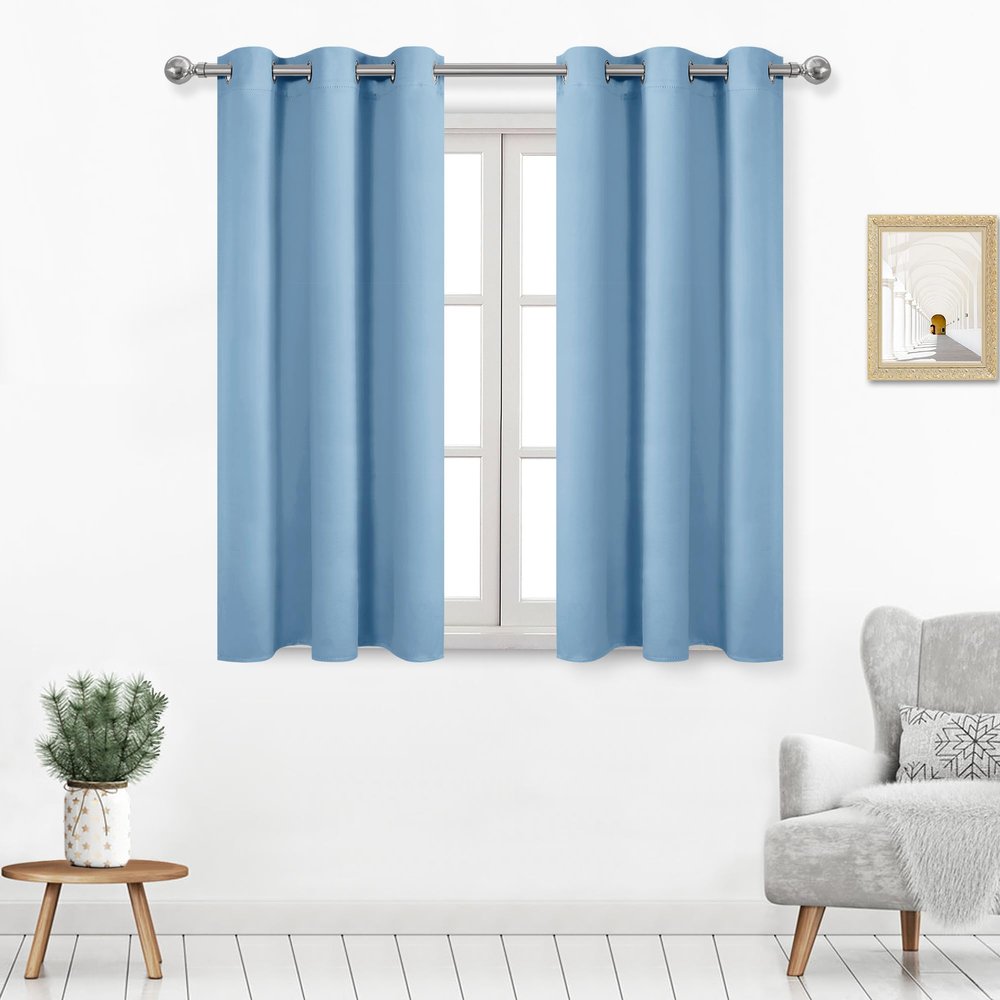 DWCN Light Blue Blackout Curtains for Living Room, Room Darkening Energy Saving Thermal Insulated Grommet Window Drapes for Bedroom, W42 x L45 Inches Long, 2 Panels