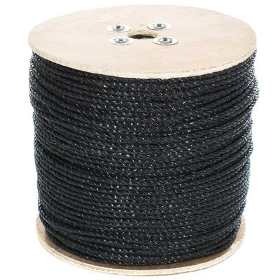 Paracord Planet Three Strand Twisted Polypropylene Rope Indoor and Outdoor Uses (3/16 Inch X 600 Feet, Black)