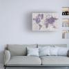 Wrapped Canvas Wall Art - Wild Apple Portfolio 'Old World Map Purple Gray' Wall Art for Living Room, Bedroom, or Office Dcor - 16x24 view 3
