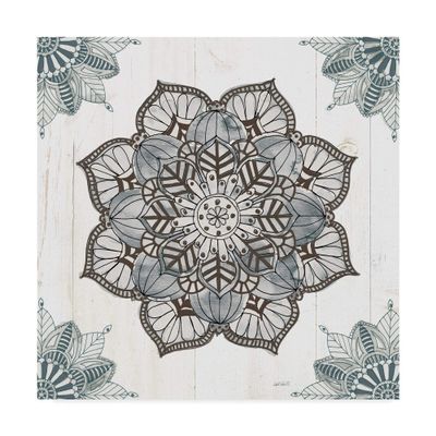 Trademark Fine Art Mandala Morning V Blue and Gray v2 by Anne Tavoletti, 24x24