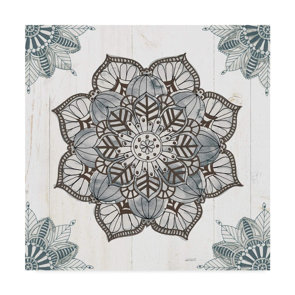 Trademark Fine Art Mandala Morning V Blue and Gray v2 by Anne Tavoletti, 24x24