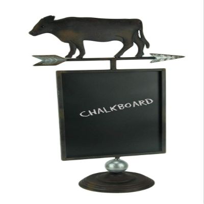 Rustic Brown Metal Farmhouse Cow and Arrow Standing Chalkboard Sign