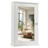 Bonnlo White Mirrored Medicine Cabinet - Wall Mounted Bathroom Storage Organizer with Single Door, 2 Adjustable Shelves & Magnetic Lock, Reversible Small Vanity Cabinet for Over the Toilet/Sink view 1