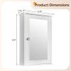 Bonnlo White Mirrored Medicine Cabinet - Wall Mounted Bathroom Storage Organizer with Single Door, 2 Adjustable Shelves & Magnetic Lock, Reversible Small Vanity Cabinet for Over the Toilet/Sink view 2