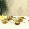 Handicrafts Paradise Leaf Shaped Diya Set of 4 pc in Metal Antique Gold Plated view 1