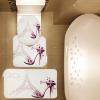 Amagical Paris Eiffel Tower Decor 3 Piece Bathroom Mat Rug Set High Heeled Shoes and Pink Flower in Paris Pattern Bath Mat + Contour Mat + Toilet Cover view 1
