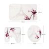 Amagical Paris Eiffel Tower Decor 3 Piece Bathroom Mat Rug Set High Heeled Shoes and Pink Flower in Paris Pattern Bath Mat + Contour Mat + Toilet Cover view 3