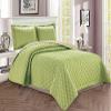 Celine Linen Luxury 3-Piece Bedspread Coverlet Diamond Design Quilted Set with Shams - All Season Heavy Weight- - Wrinkle & Fade Resistant- Full/Queen, Sage/Cream view 1