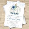 Boys Blue Fall Pumpkin Baby Shower Invitations With Envelopes, Pumpkin Baby Shower Invitations For Boys  (Blue Pumpkin 6) view 2
