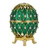 danila-souvenirs Faberge style Carved Egg/Trinket Jewel Box with Grid 3'' (7.5 cm) green view 1