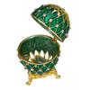 danila-souvenirs Faberge style Carved Egg/Trinket Jewel Box with Grid 3'' (7.5 cm) green view 2
